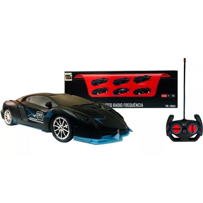 Brinquedo Infantil Carrinho Batman De Controle Remoto Total(Preto c/Azul)