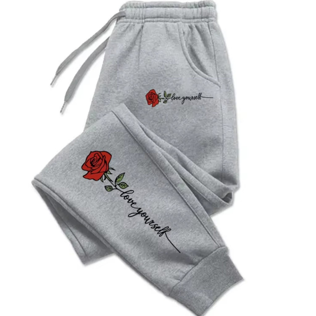 Calça Moletom Estampa Love Yourself em Oferta na Shopee