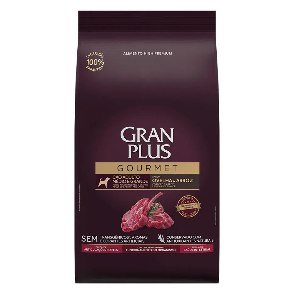 Ração Gran Plus Gourmet para Cães Adultos Raças Médias e Grande Ovelha e Arroz ? 15kg em Oferta na Shopee
