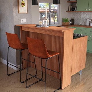 Bancada Cozinha Turim 130cm MDP Nature Ilha Painel Ripado 3d Lojas Movelove em Oferta na Shopee