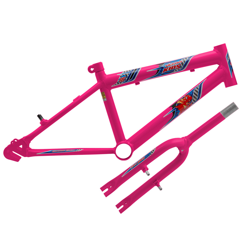 Quadro Aro 16 Ultra Bikes Em Aço Carbono Com Garfo Kids Menino Menina Aço Carbono Freios V-Brake