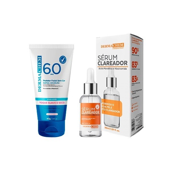 Kit 2 Dermachem - 1un Protetor Fps60 + 1un Sérum Clareador Vitamina C