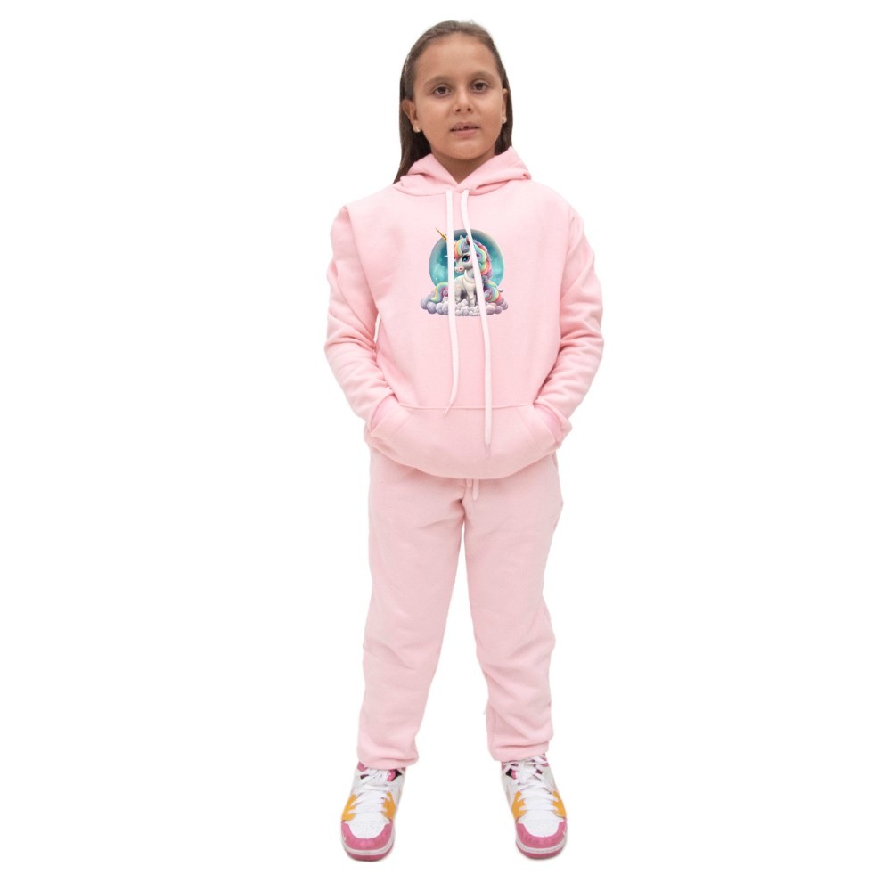 Conjunto Moletom Menina Infantil Blusa Capuz Calça Flanelada Confortavel Escola Dia a Dia 8 ao 16