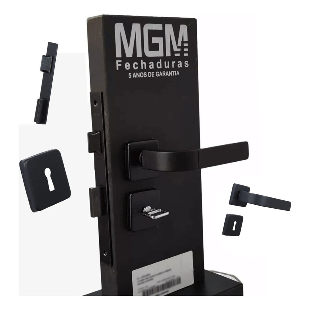 Fechadura Banheiro Modena Roseta Quadrada Preta MGM em Oferta na Shopee
