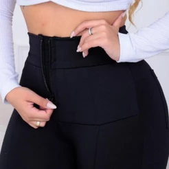 Calça Legging Feminina Super Lipo no Tecido Suplex Flanelado com Cinta Modeladora