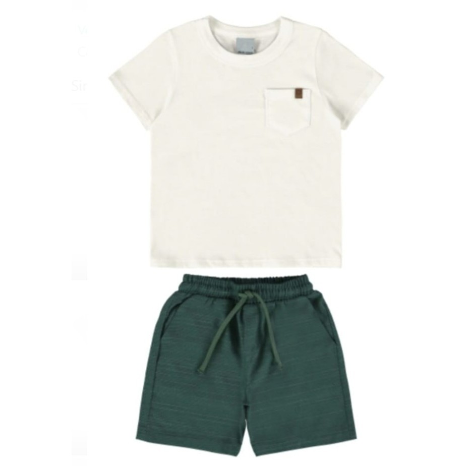 Conjunto Menino Bermuda Texturizado Malwee Kids Verde