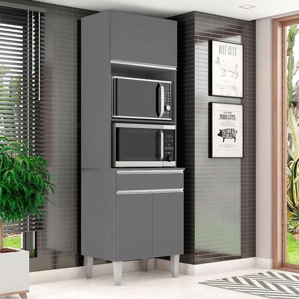 Armário Paneleiro Torre Quente 2 Fornos Ambiente Andréia Cinza Fosco - Ajl em Oferta na Shopee