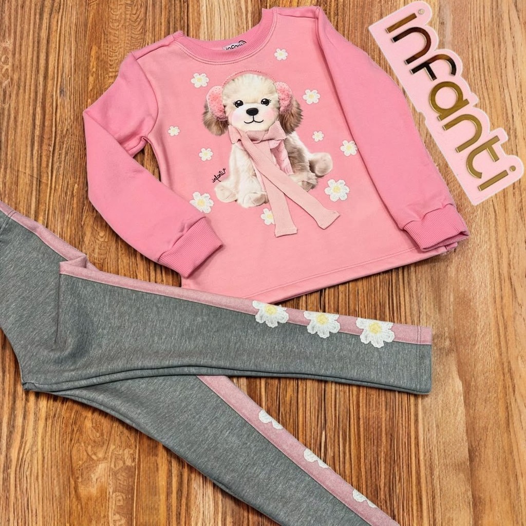 Conjunto Infantil Menina Inverno Frio Blusão Moletom Calça Legging Fly Tech 80436 Infanti