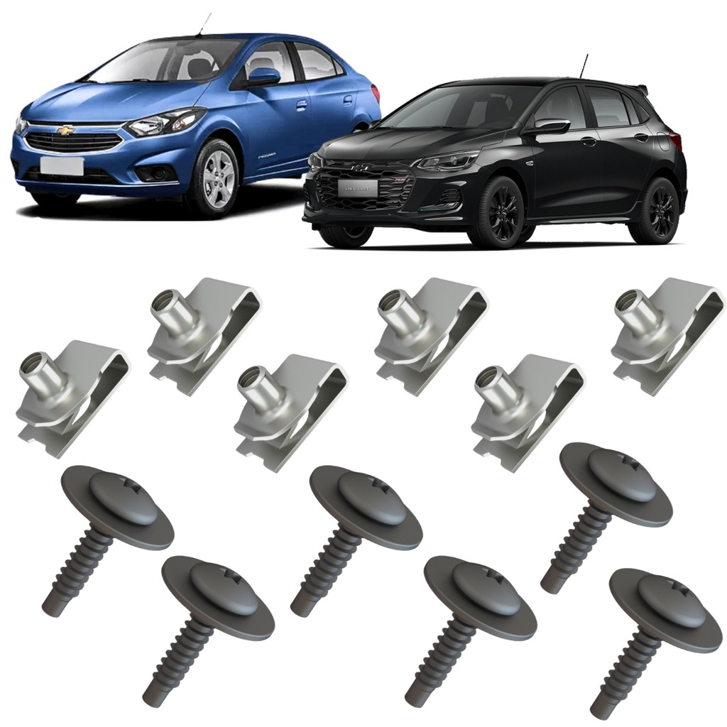 Kit Parafuso Presilhas Porca Par Farol Milha Onix Joy Plus 2013 A 2021