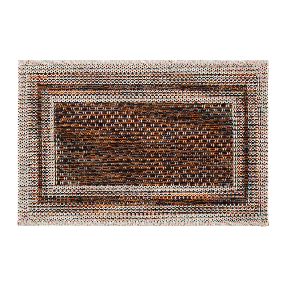 Capacho Eco Nature Moldura 40x60cm Bege e Marrom - Têxtil J. em Oferta na Shopee