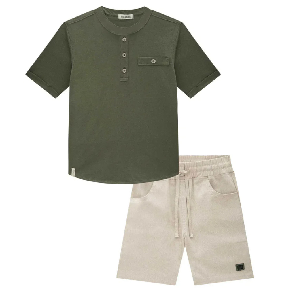 Conjunto Luc.Boo De Bata E Bermuda Eco Verde Inverno