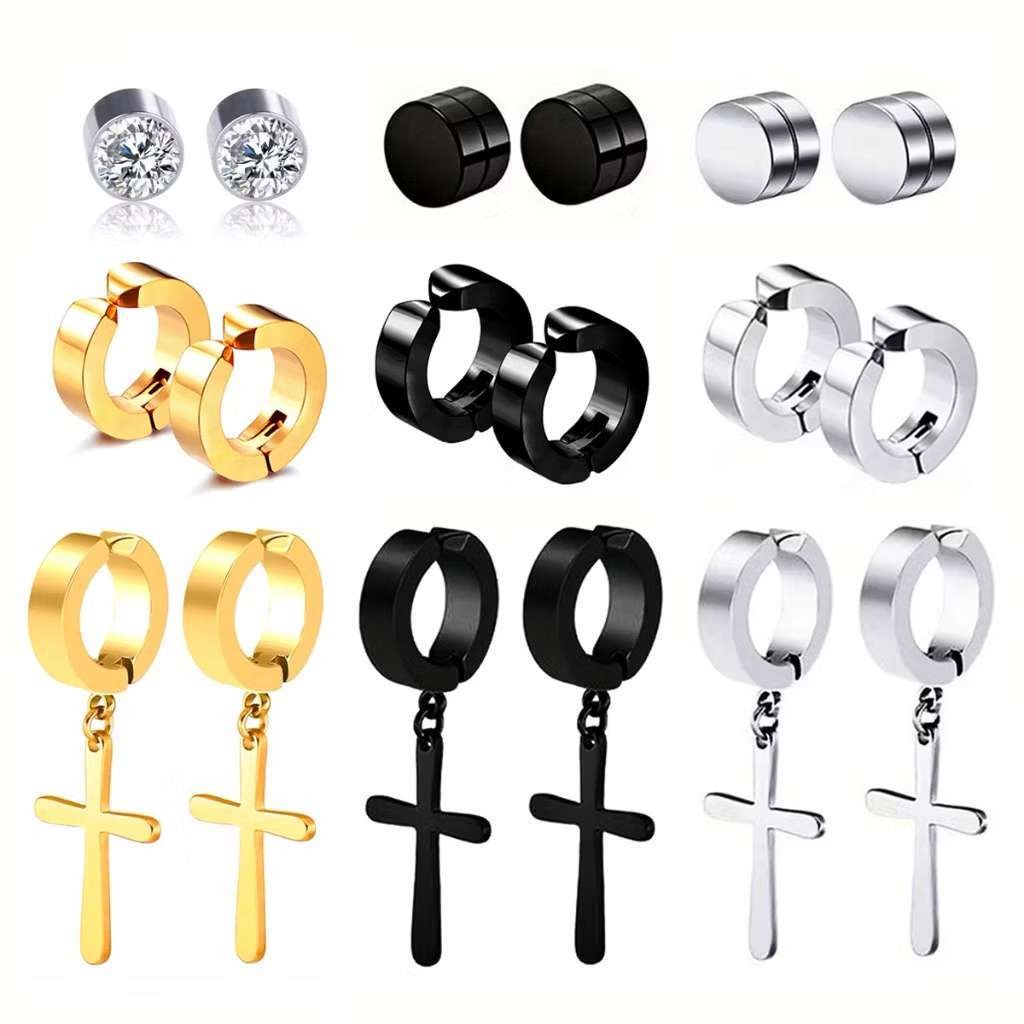 Kit 6 brincos Argola Pressão Clic Magnético Unissex em Oferta na Shopee