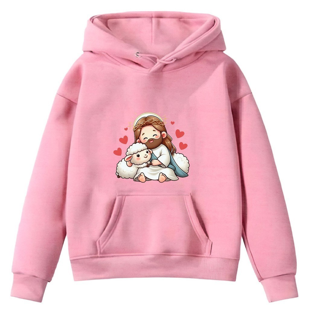 Moletom Infantil Pastor de Ovelhas Religioso Amor Fé Católico Jesus Menina Menino Flanelado