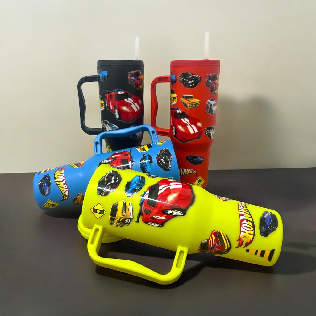 Copo com Canudo Hot Wheels - Aventura Sobre Rodas! Personalizado 1200ml Em Policarbonato + Brinde em Oferta na Shopee