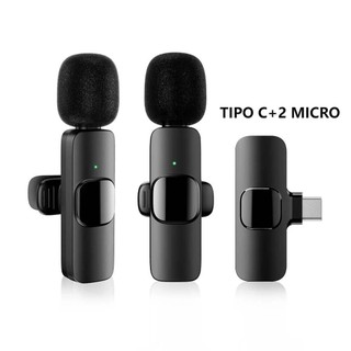 Microfone de Lapela K9 Vlog Sem Fio Alta Definição Compatível IPhone e TIPO C