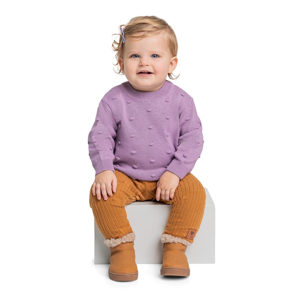 Blusão em Tricô para Bebê Menina Quimby em Oferta na Shopee