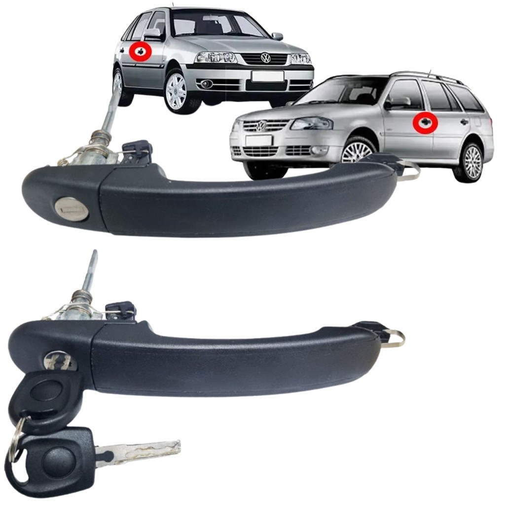 Par Maçaneta Externa Porta Dianteira VW Volkswagen Gol / Parati - 4 Portas / Saveiro - G3 / G4 - 1999 a 2005 - Mesm