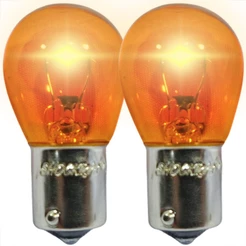 PAR LÂMPADAS 1 POLO HALOGENA SETA PISCA AMBAR 1141 12V 21W BA15S LARANJA
