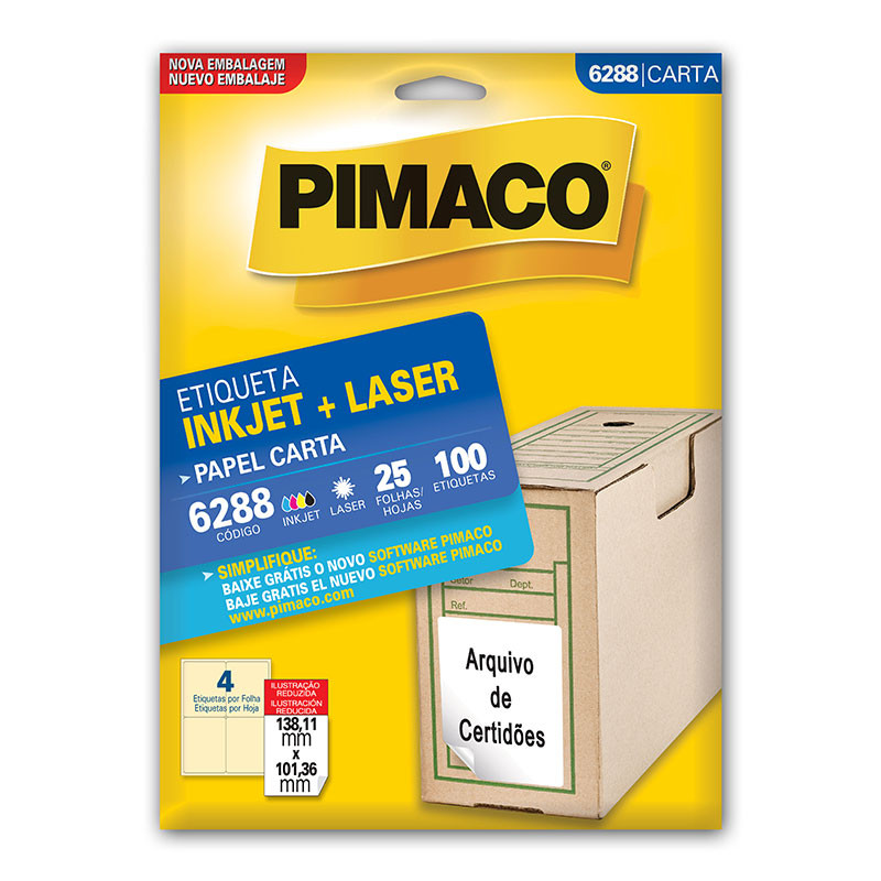 Etiqueta inkjet/laser carta 6288 com 25 folhas Pimaco em Oferta na Shopee