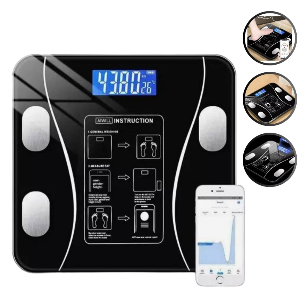 Balança Bioimpedância Digital Peso Corporal Bluetooth