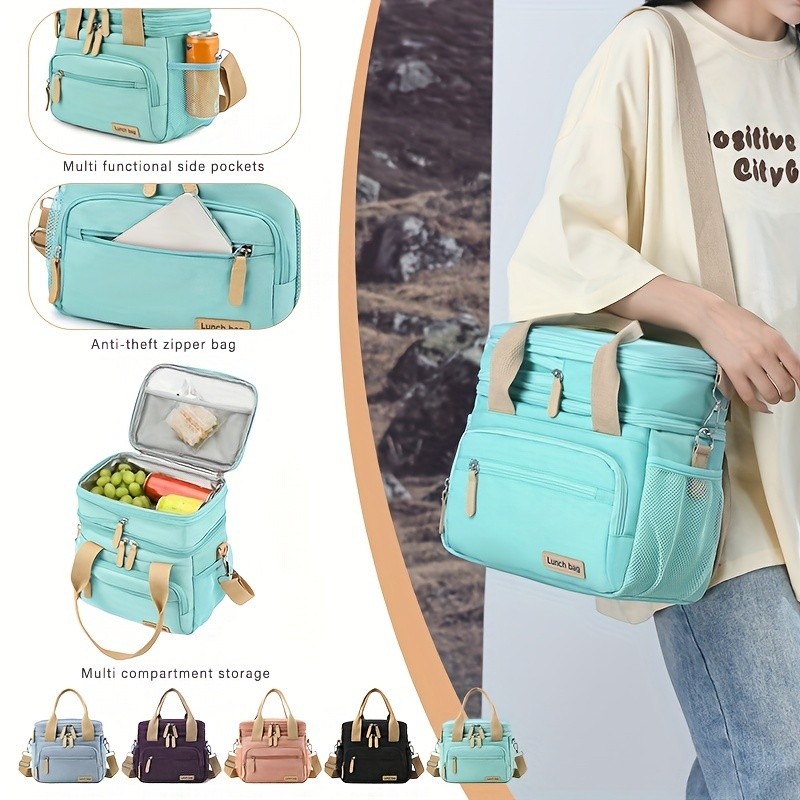 Bolsa Térmica Expansível Piquenique De Grande Capacidade Para Almoço - Multi-Compartimentos,Impermeável em Oferta na Shopee