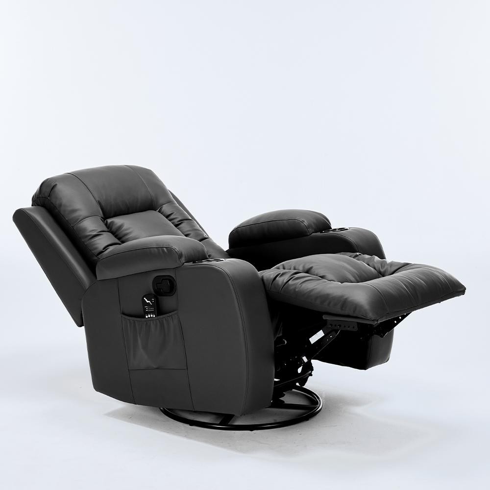 Cadeira com Massagem Poltrona do Papai Giratória Reclinável Manual Austin Aquecimento PU Preta G94 em Oferta na Shopee
