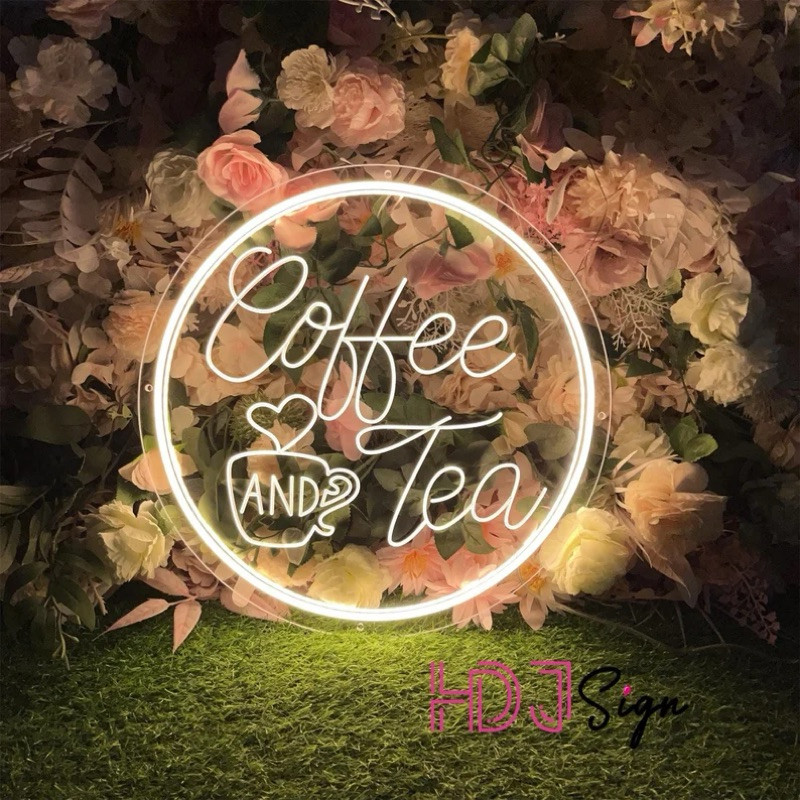 placa de acrílico com Led neon - Coffe and tea personalizado , acompanha fonte