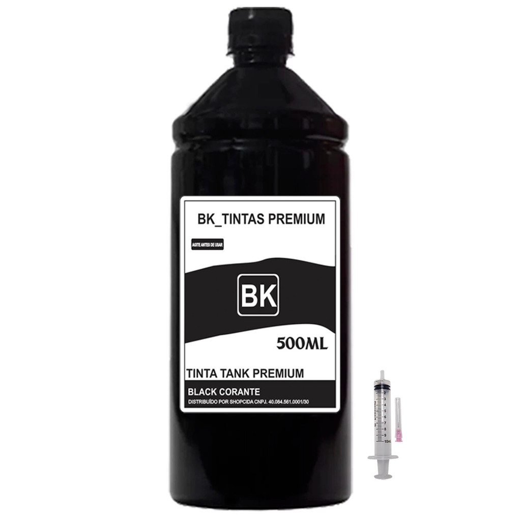 Garrafa Tinta 500ml Preto Compatível Epson Impressora L3150 L3110 L1250