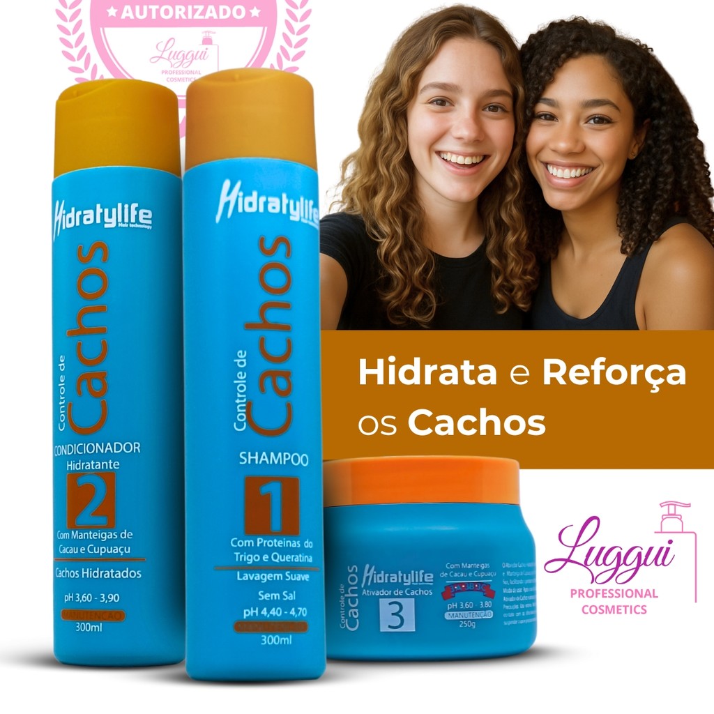 Kit Controle de Cachos Hidratylife Shamp, Cond e Ativador de Cachos - Hidratação, Força e Definição
