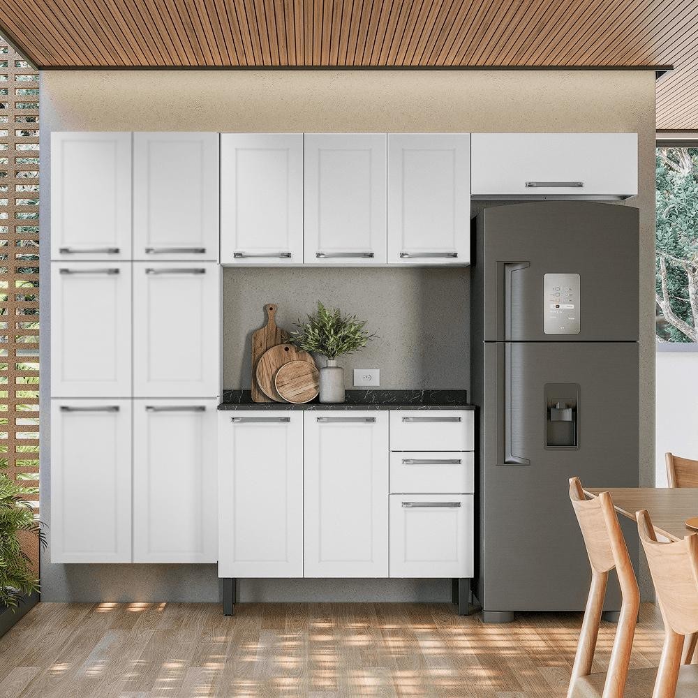 Cozinha Completa Itatiaia Florença 245cm em Aço Branco