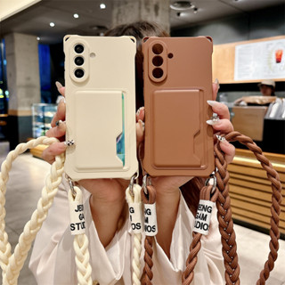 Trançado Crossbody Cinta Cordão Caso De Telefone Para Samsung Galaxy S26 S25 S24 S23 S21 FE Plus S22 Ultra Carteira Saco em Oferta na Shopee