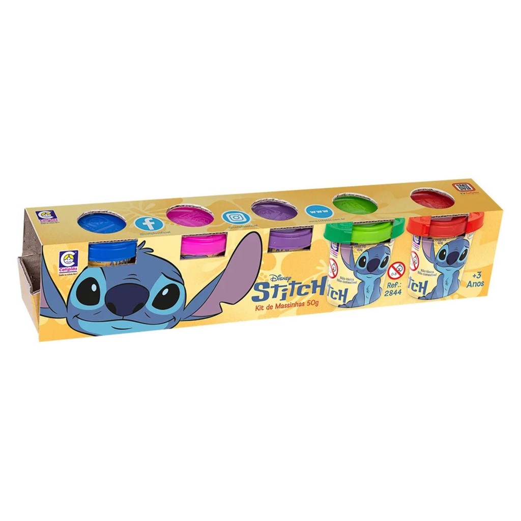 Brinquedo Infantil Kit de Massinhas de Modelar 50g Stitch Disney Cotiplás Educativo Atividades em Oferta na Shopee