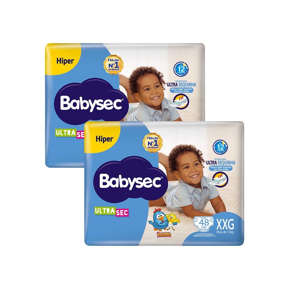 Kit 2 Fraldas Babysec Galinha Pintadinha Ultrasec Hiper Tamanho XXG 48 unidades cada