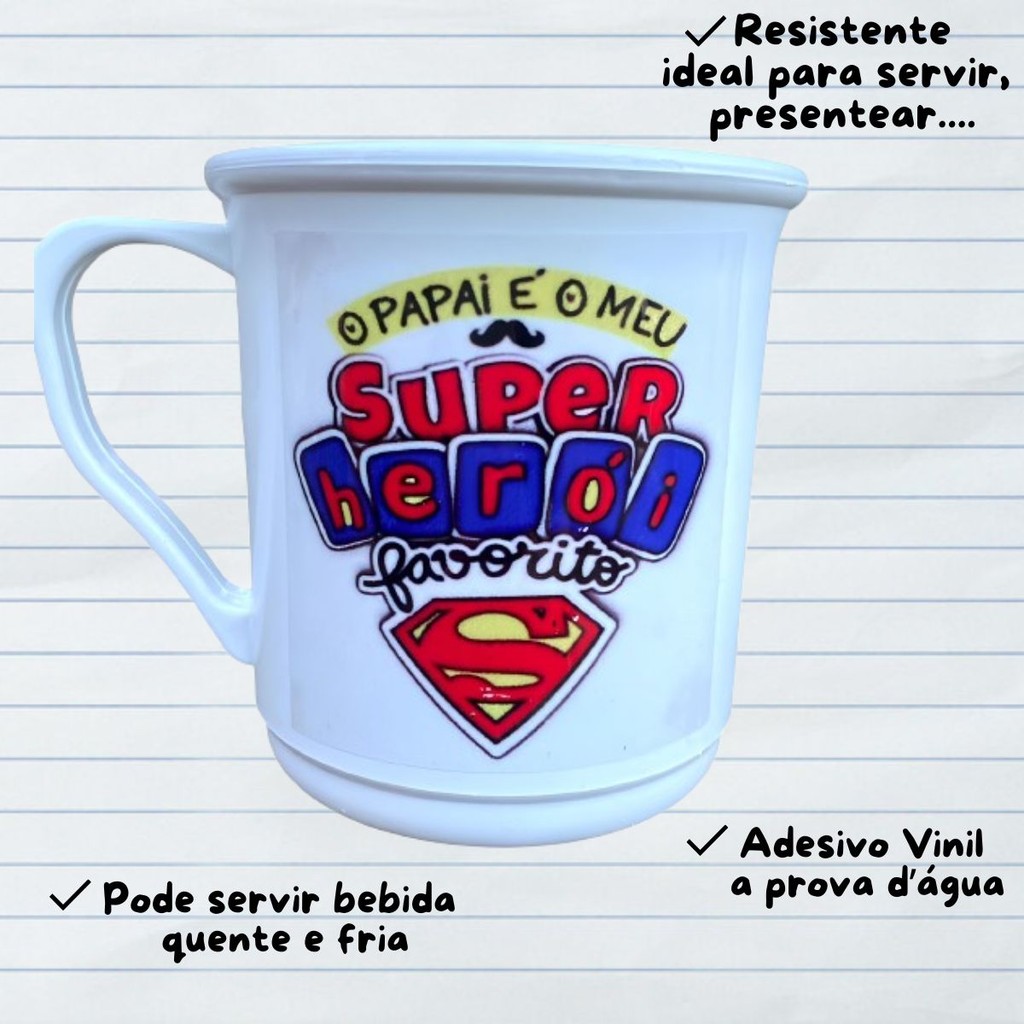 Caneca 15un papai vc meu heroi presente mimo criativo montar cesta dia do pais escola igreja revenda
