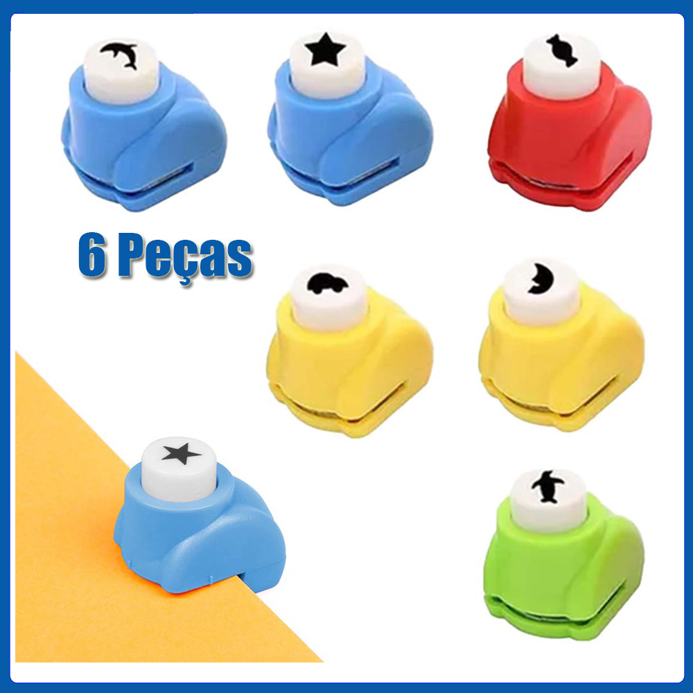 Cortador de molde de papel japonês EVA, 6 peças, 10mm, Scrapbook, perfuração, lua, estrela, carro, pinguim doce em Oferta na Shopee
