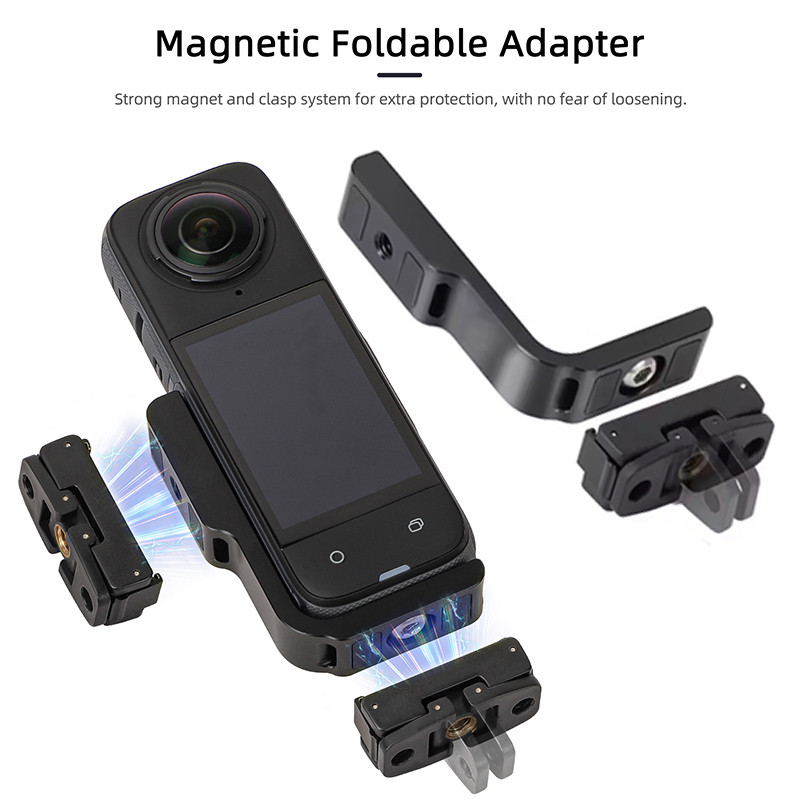 Suporte Magnético De Montagem De Liberação Rápida Para Insta360 X5 X4 Adaptador Dobrável Em Forma De L Vertical Horizont