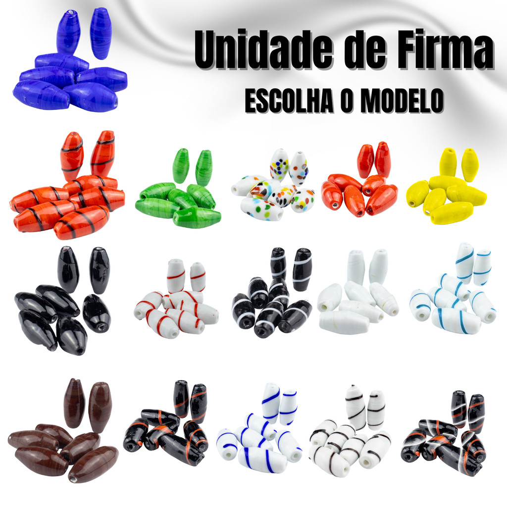 Unidade Firma em Murano Azeitona 35mm Guias – Escolha a Cor e Quantidade Umbanda Candomblé