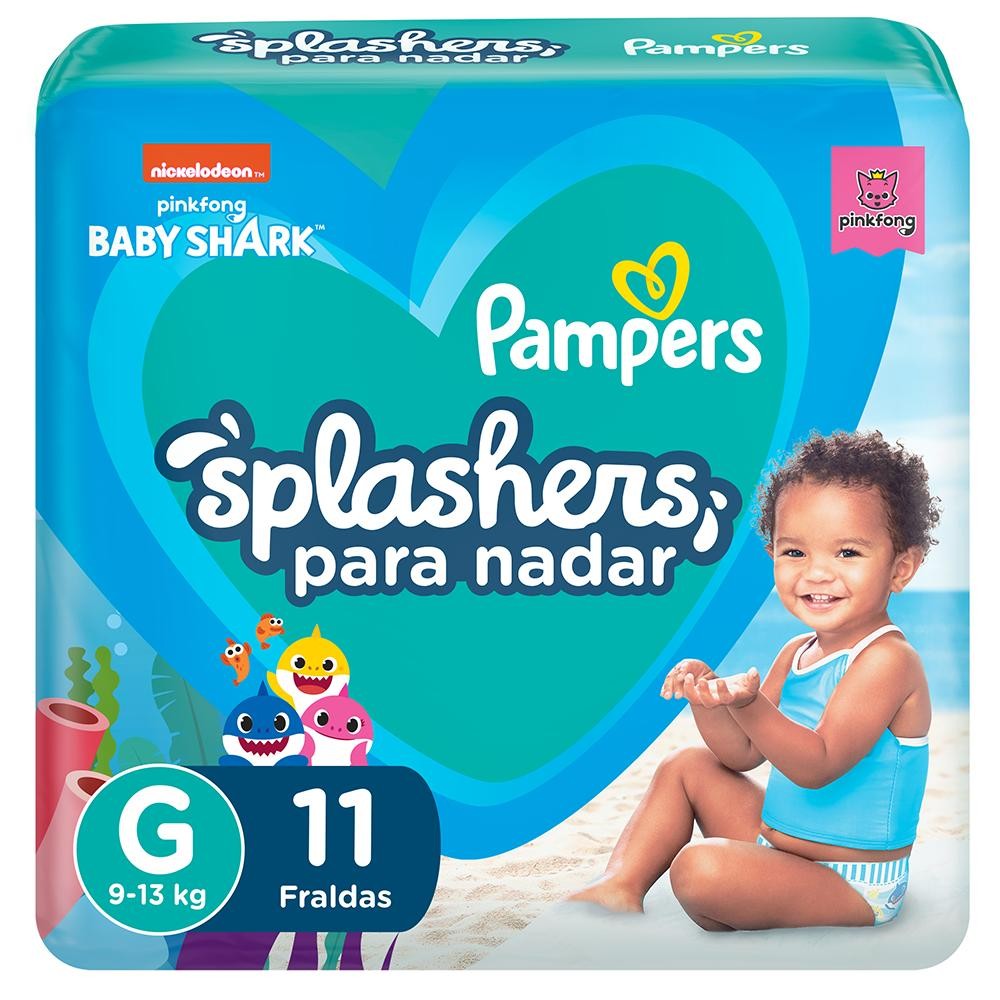 Fralda para Água Pampers Baby Shark Splashers G com 11un - Mom & Baby