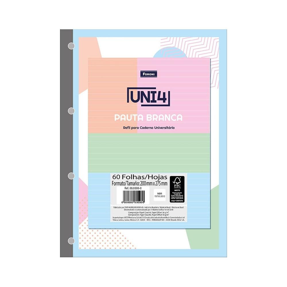 Bloco Fichário Univ UNI4 Pauta Branca Colors 60fls Foroni em Oferta na Shopee