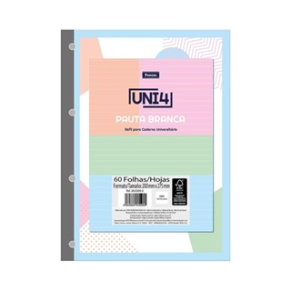 Bloco Fichário Univ UNI4 Pauta Branca Colors 60fls Foroni em Oferta na Shopee
