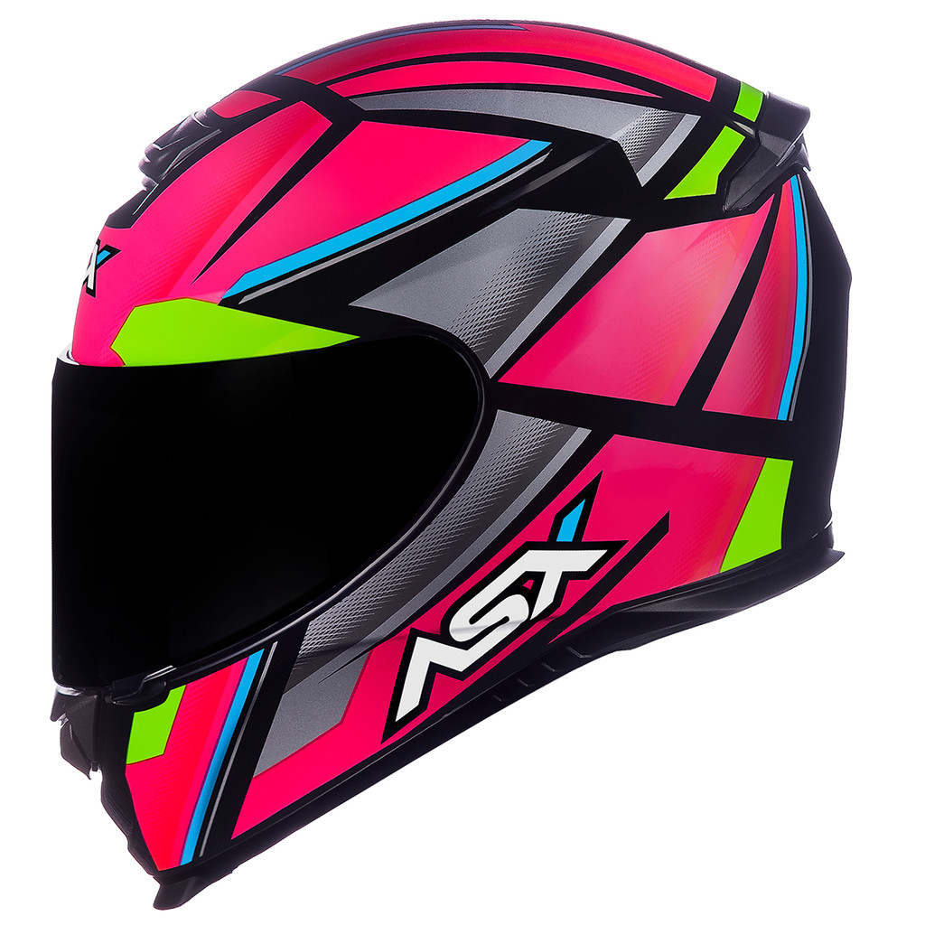 Capacete Asx Eagle Explorer Brilho Preto/Rosa/Prata em Oferta na Shopee