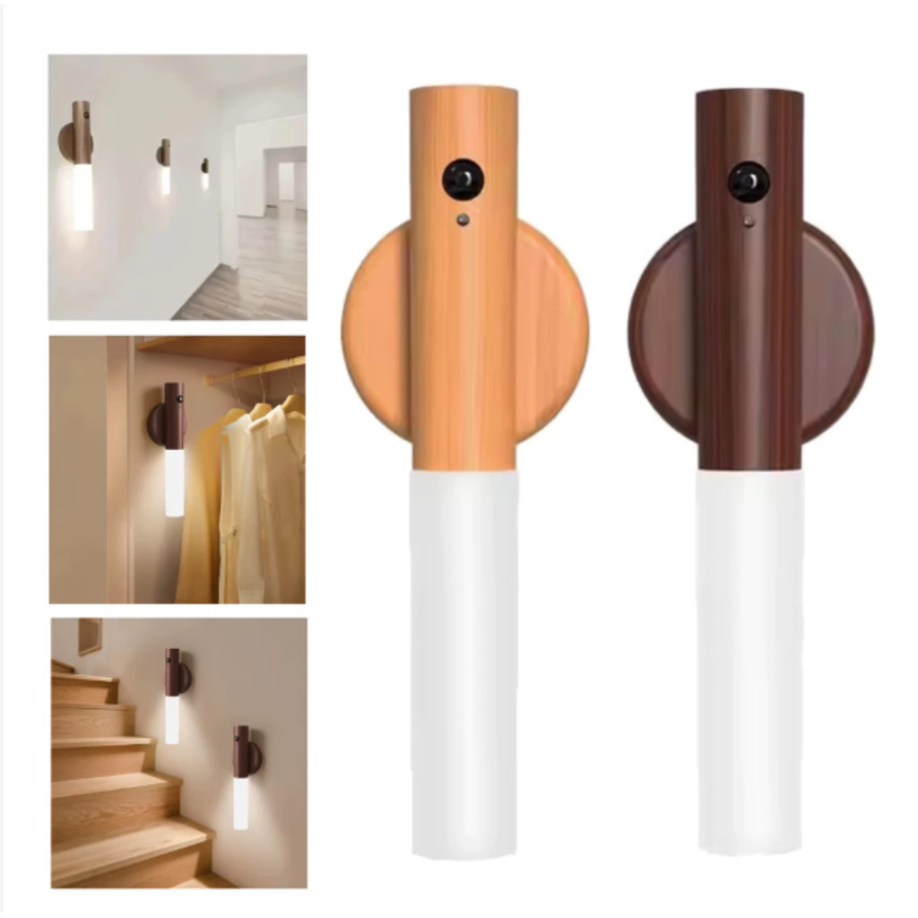 Luminaria Luz Led Recarregável Sensor de Movimento Arandela de Madeira Minimalista Para Mesa Parede DLL em Oferta na Shopee
