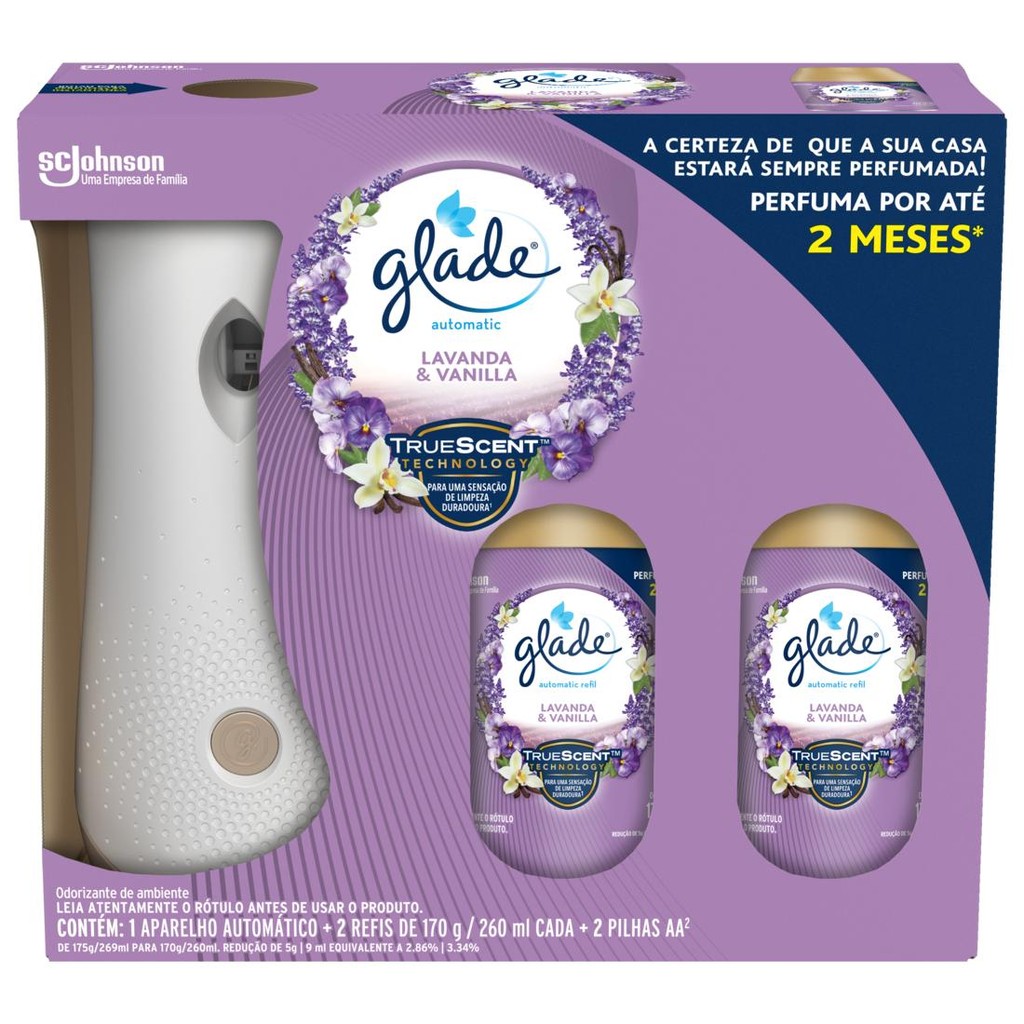 Odorizador de Ambiente Glade Automatic + 2 Refis Lavanda e Vanilla 260ml - Home & Living