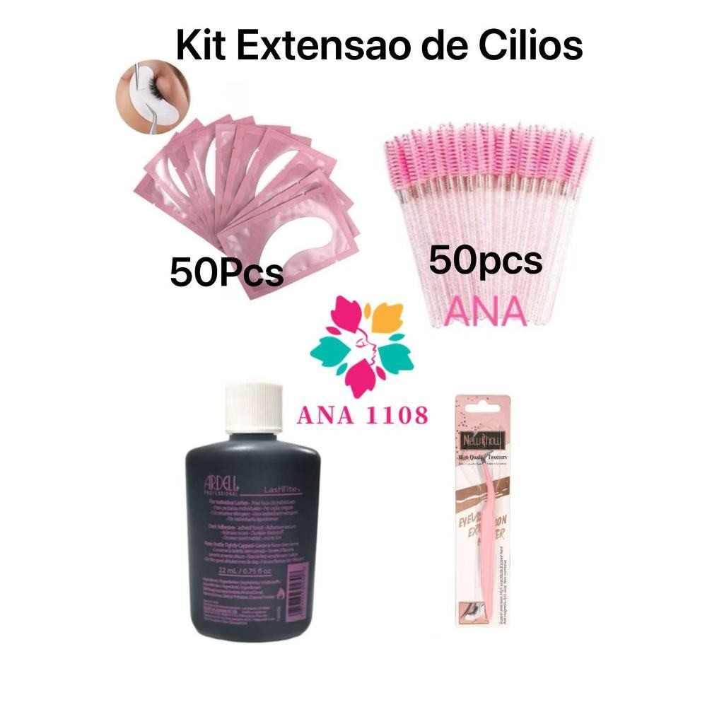 ANA1108/ 1 Cola Para Cílios+1 Pinça Profissional+50 escovinhas+50 Gel Pads/para Extensão de Cílios em Oferta na Shopee