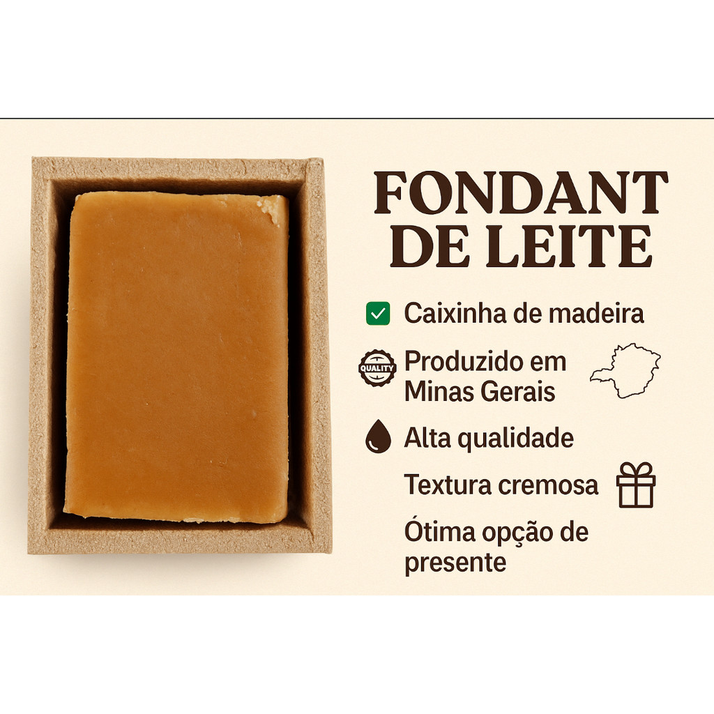 Detalhes do Fondant de Leite Doce Vovô Olavo – 40g | Caixinha de Madeira para Presente