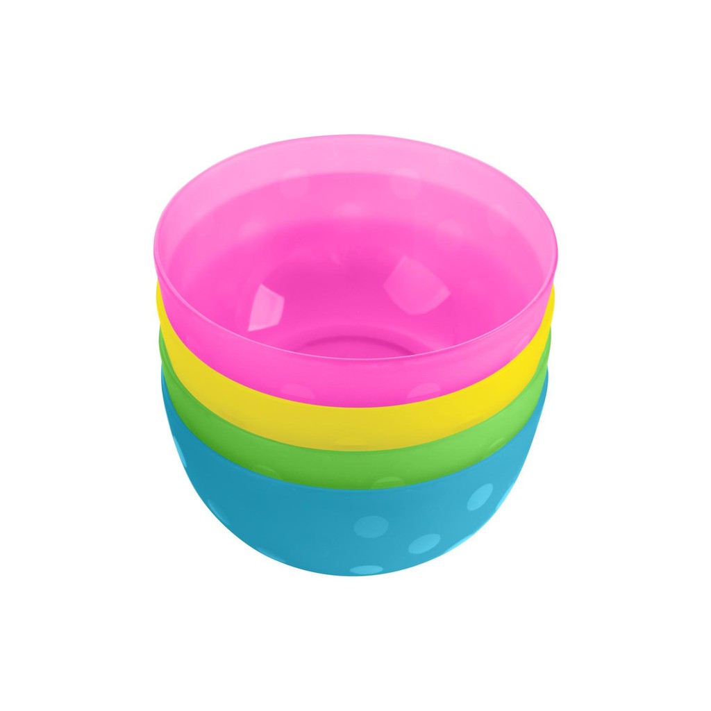 Kit 4 Tigelas Infantil 300ml de Plástico Rainbow Kikkaboo