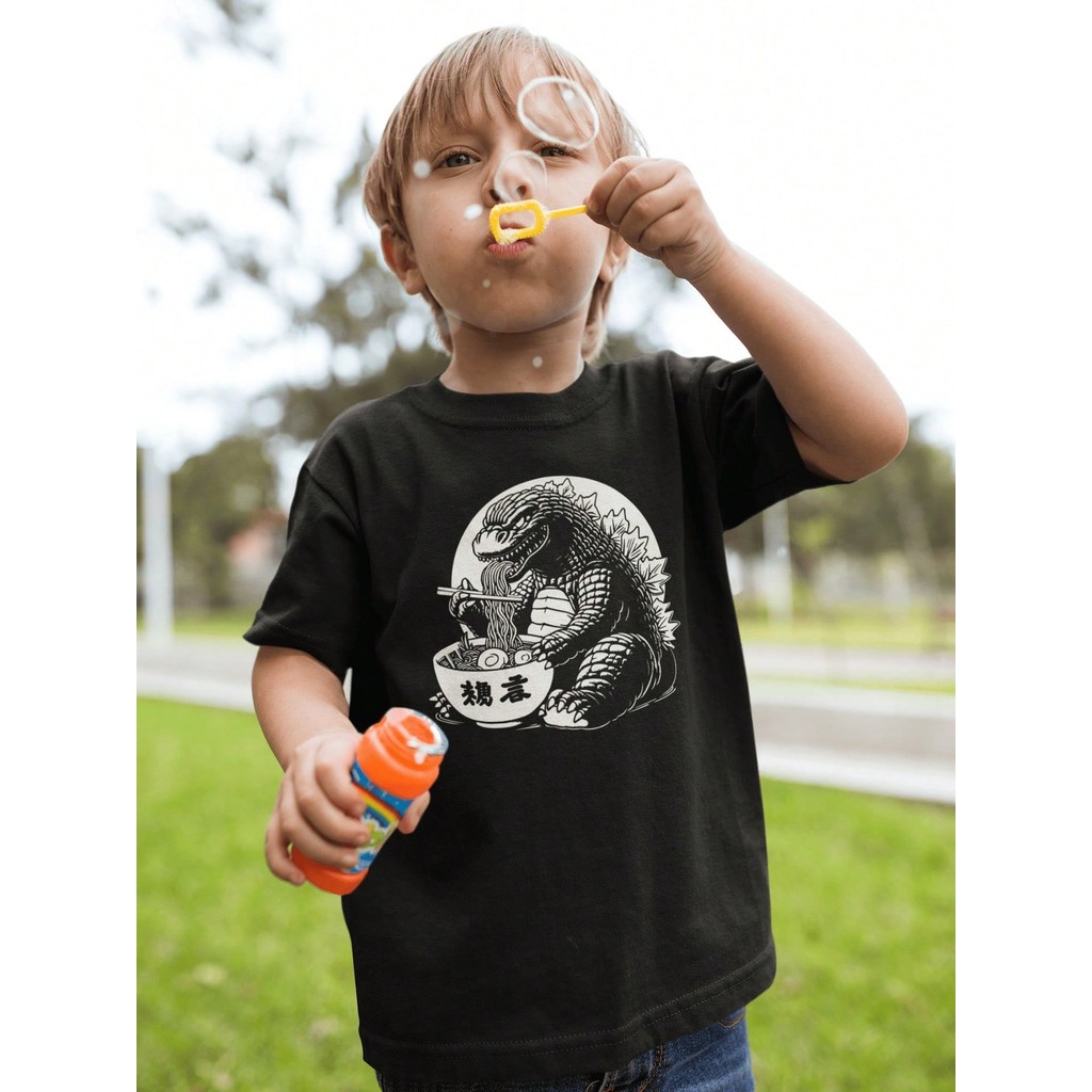 Camiseta  Casual E Colorida Infantil Manga Curta E Simples Adequado Para Crianças algodão Estampa De Godzila
