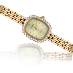 Relógio Feminino Mondaine Quadrado Cristais Dourado Aço Inox à Prova d'Água Original 32905LPMVDM1