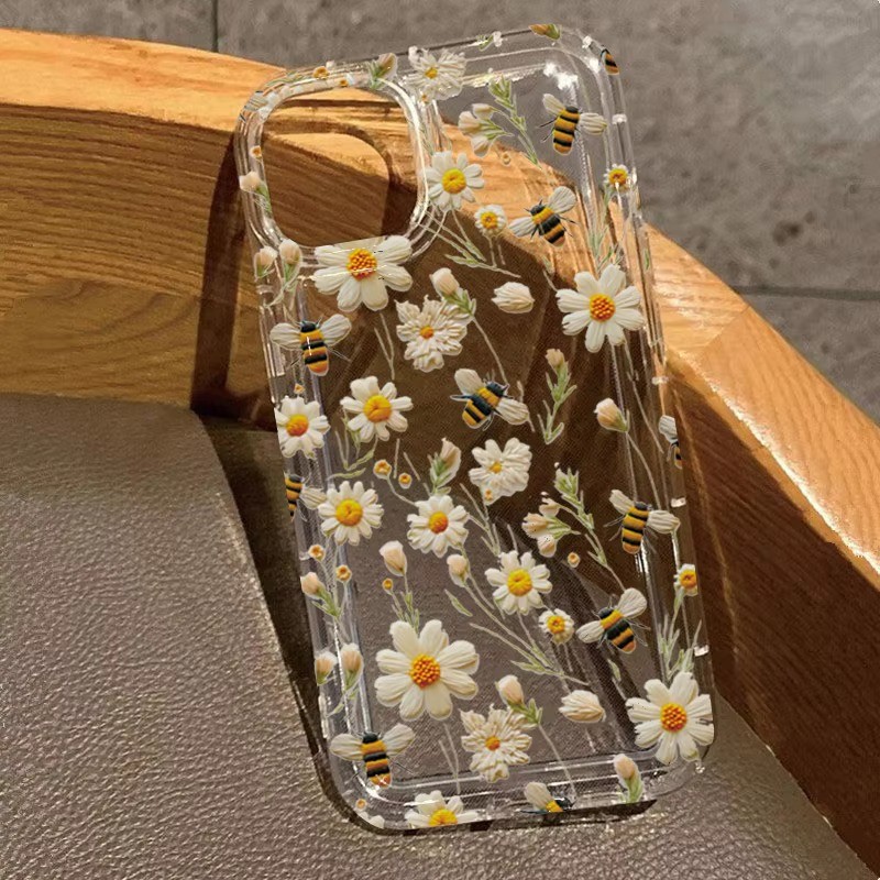Bonito Abelha Flor Macio Claro Caso De Telefone Para Samsung S25 S24 S23 Ultra S22 Plus S21 S20 FE A54 A55 A35 A15 A53 C
