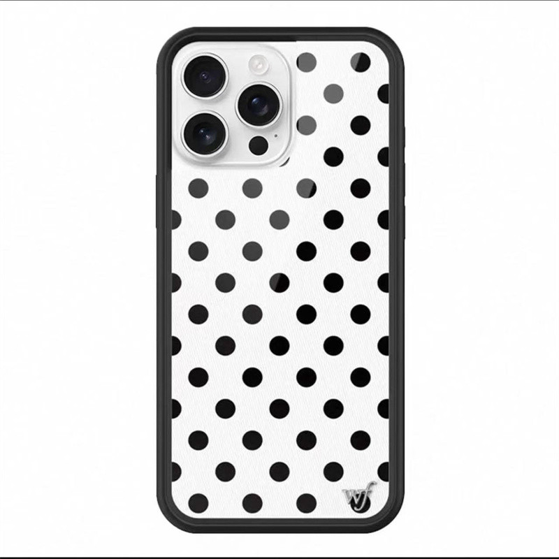 Capa De Telefone Wildflower Preta E Branca Wave Point Para IPhone 16 12 13 14 15 Pro Max Plus Soft Side Silicone Anti Dr